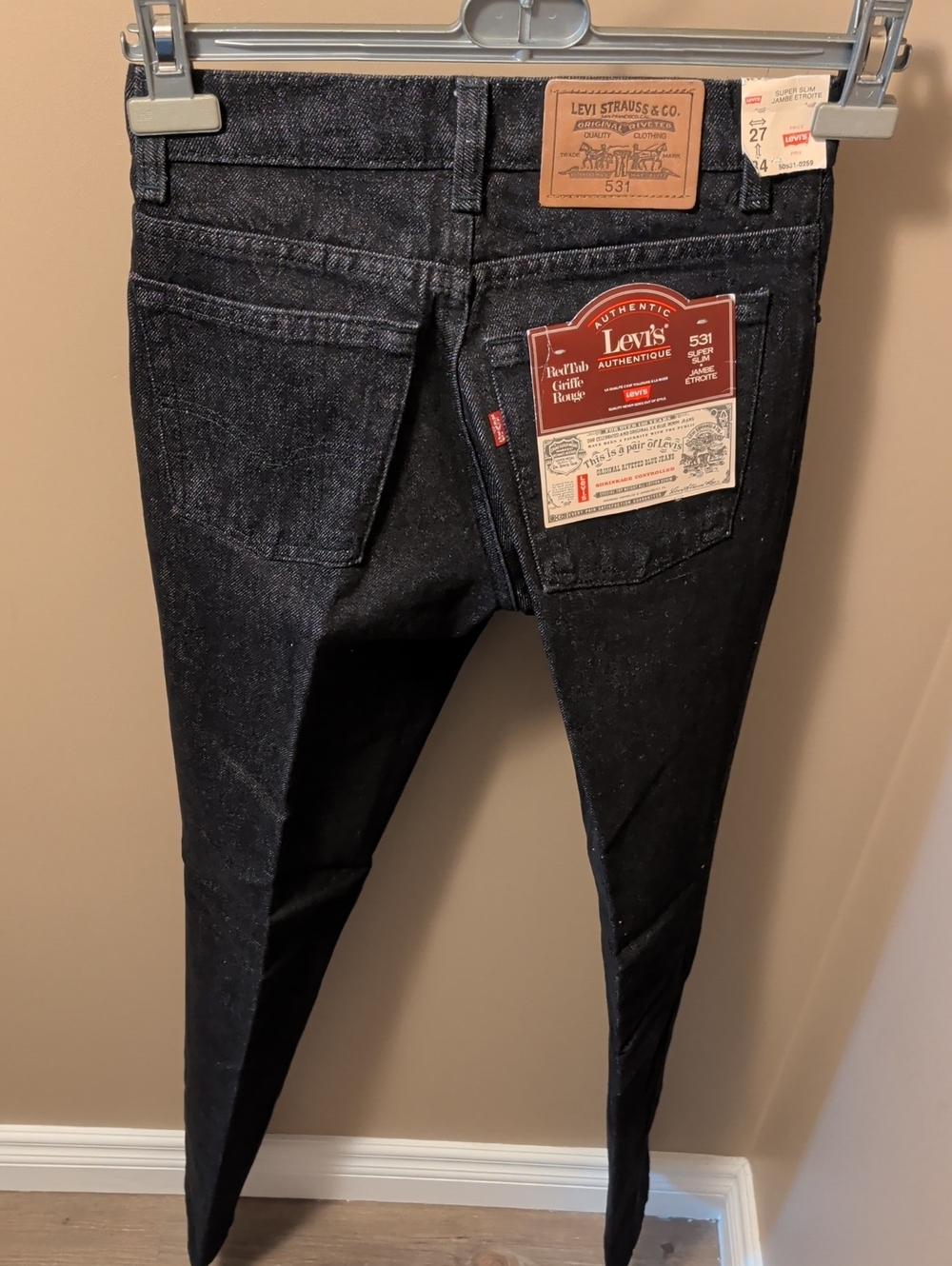 531 Vintage Deadstock Levi's Skinny Jeans in Black Indigo